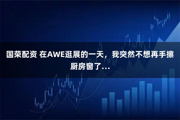 国荣配资 在AWE逛展的一天,我突然不想再手擦厨房窗了…