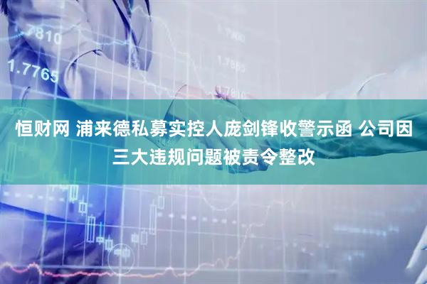 恒财网 浦来德私募实控人庞剑锋收警示函 公司因三大违规问题被责令整改